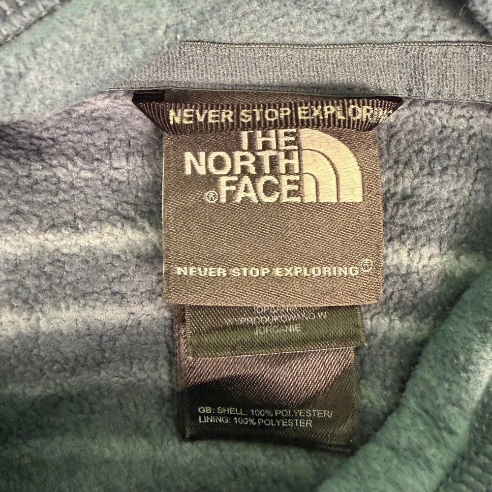 The North Face Mens‎ M Pullover Long Sleeve Shirt Blue Gray Striped Quarter Zip